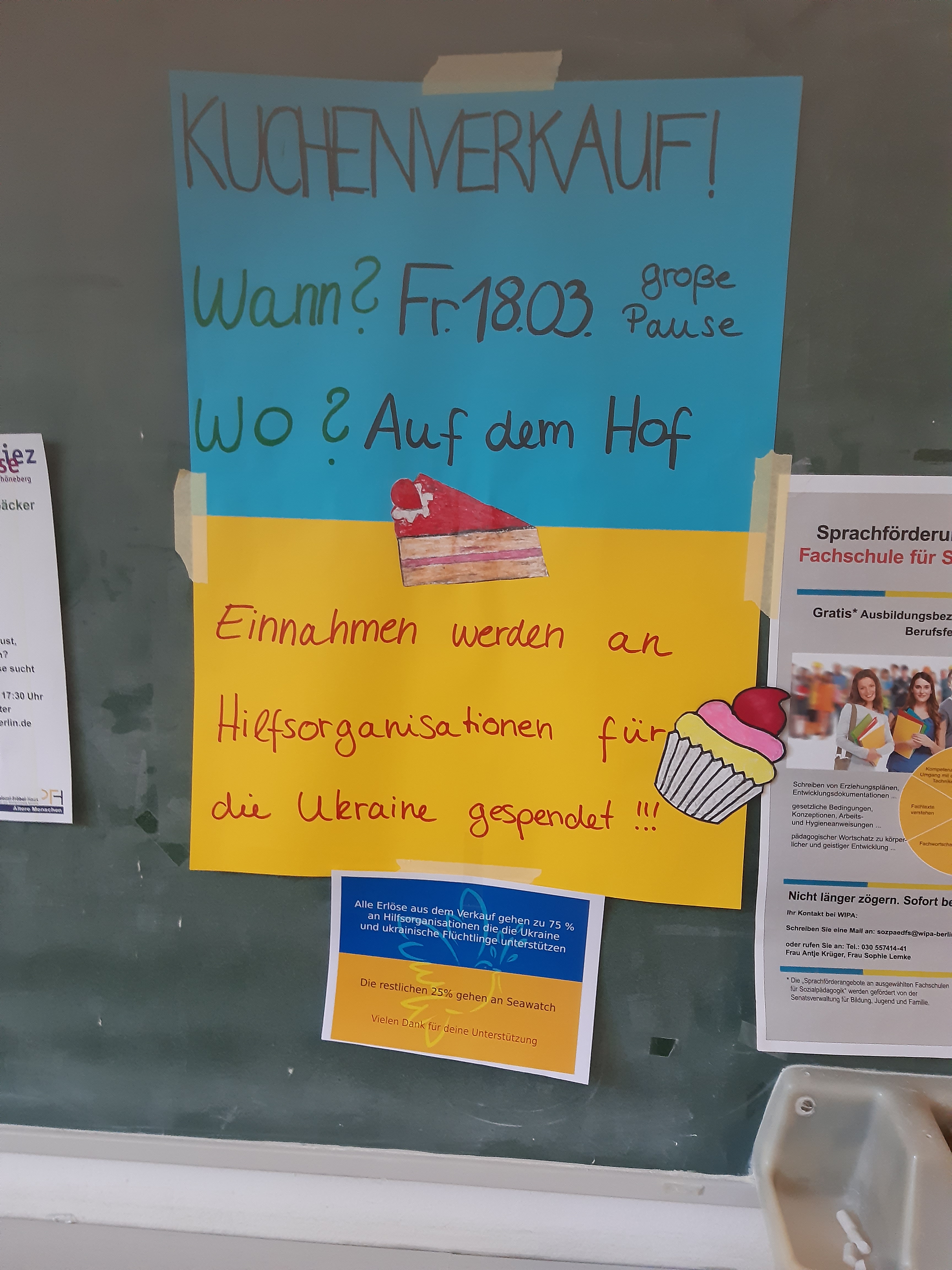 Werbung für den Kuchenverkauf der BFS20a