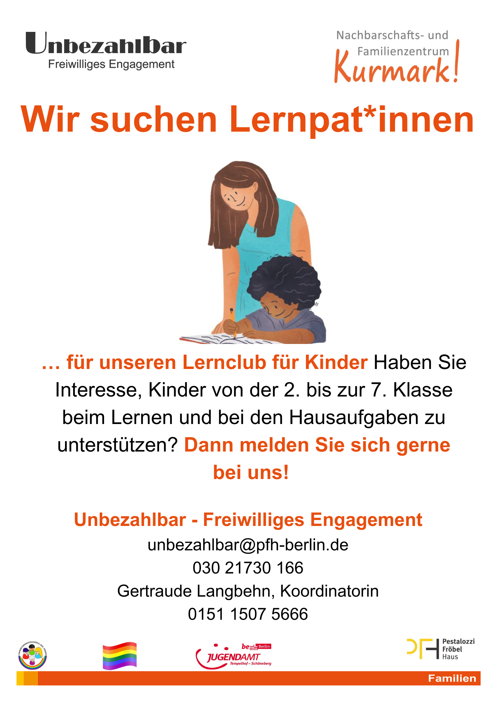 Lernpat*innen für den Lernclub in der Kurmark gesucht