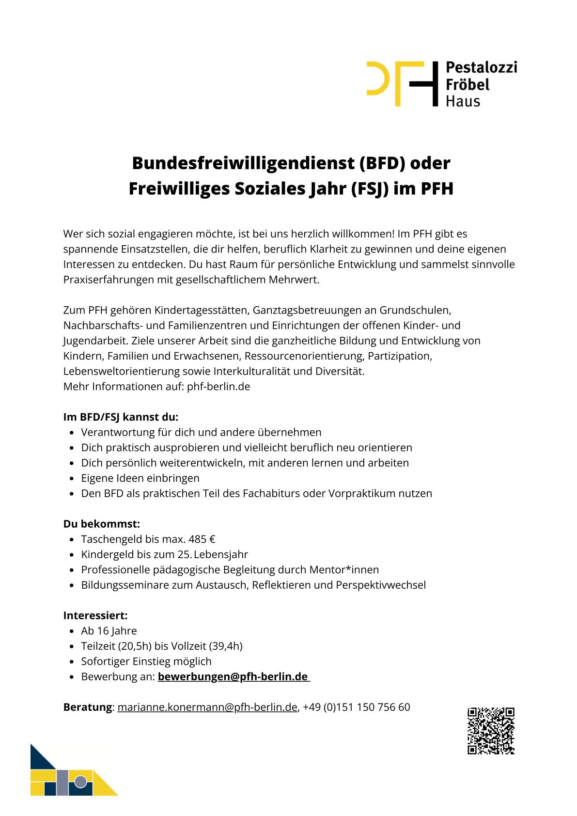 Bundesfreiwilligendienst im PFH