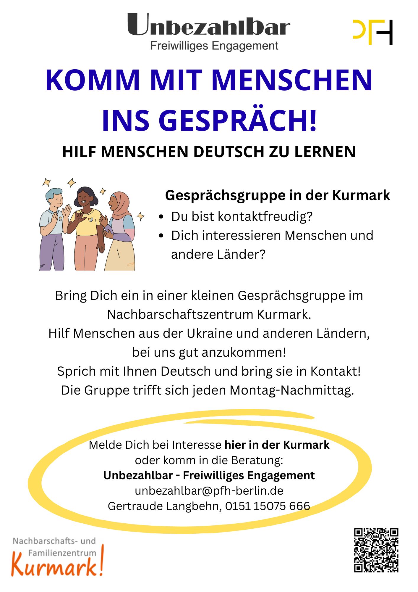 Unterstütze eine Gesprächsgruppe in der Kurmark