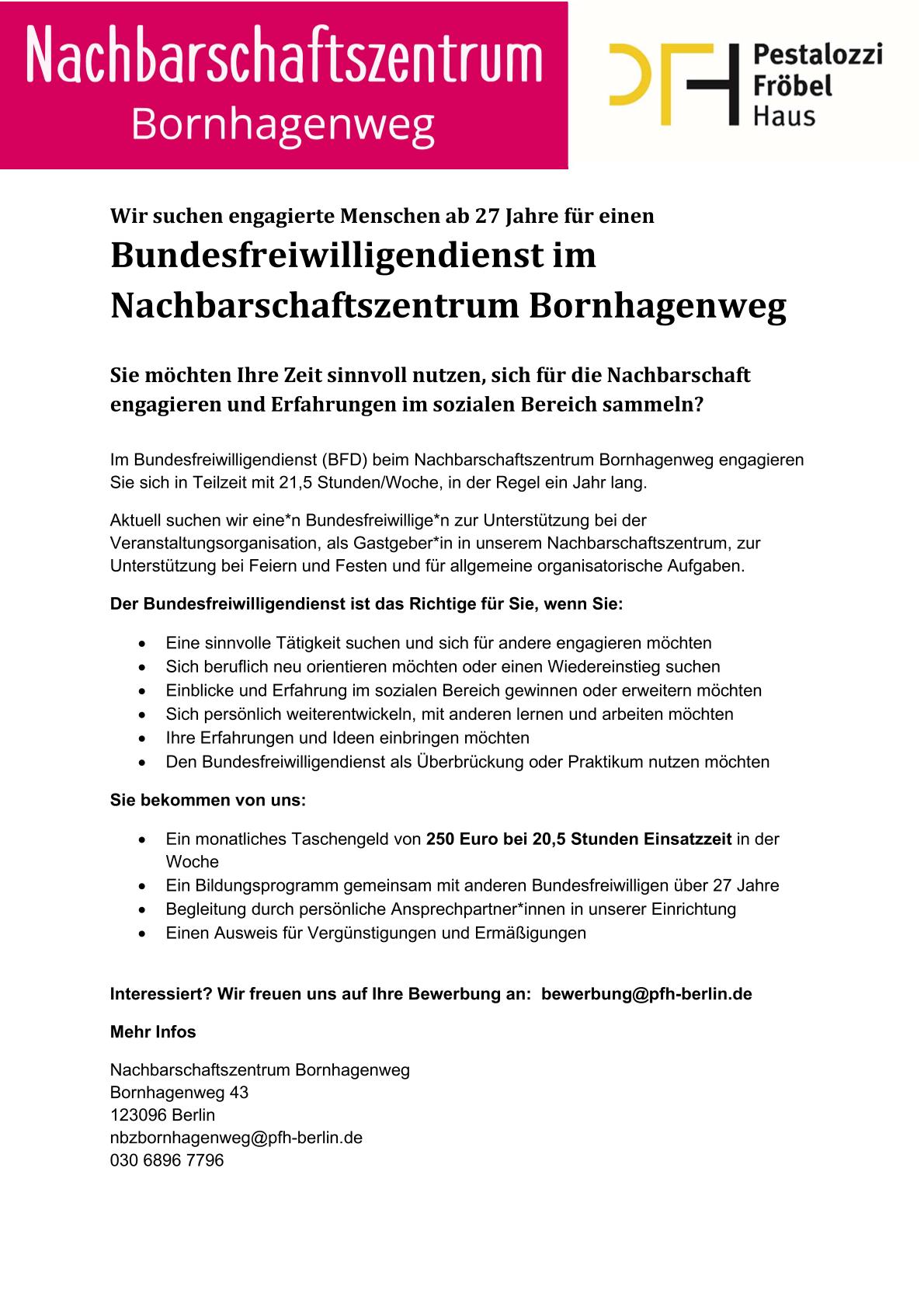 Bornhagenweg hat freie BFD-Stelle