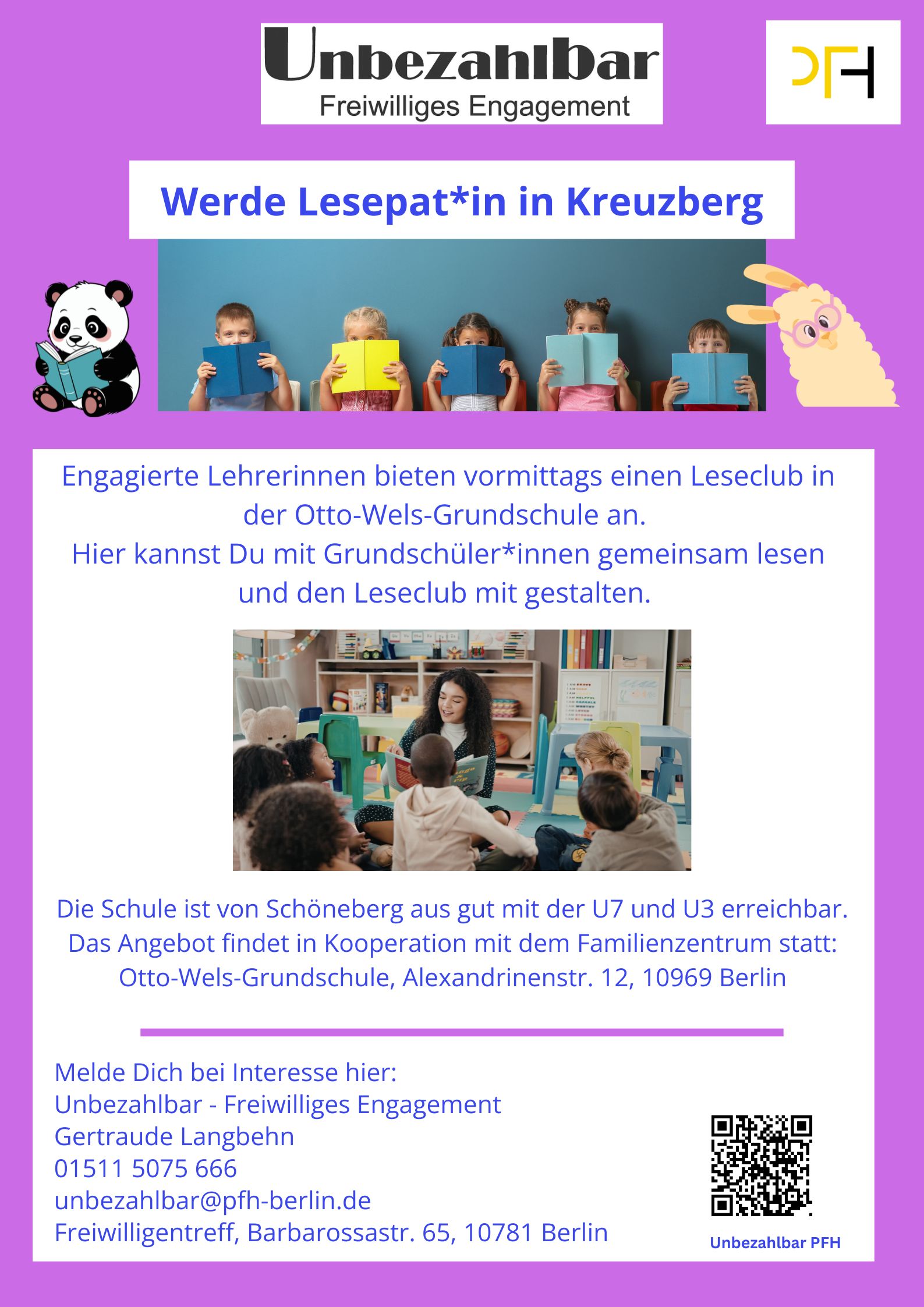 Lesepat*in an der Otto-Wels-Grundschule gesucht