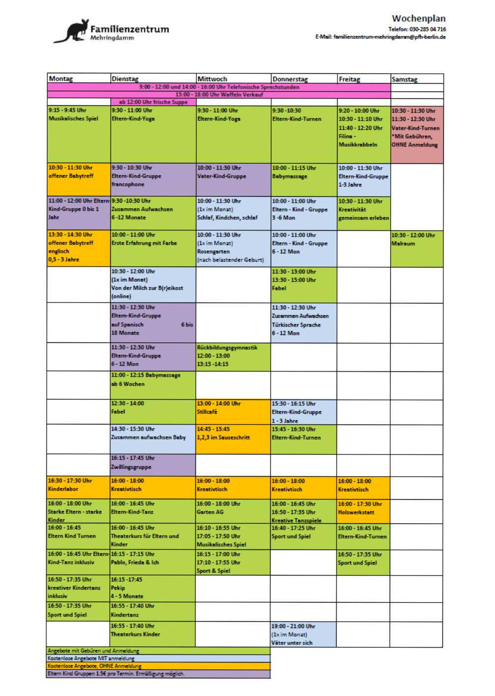 Wochenplan FZ