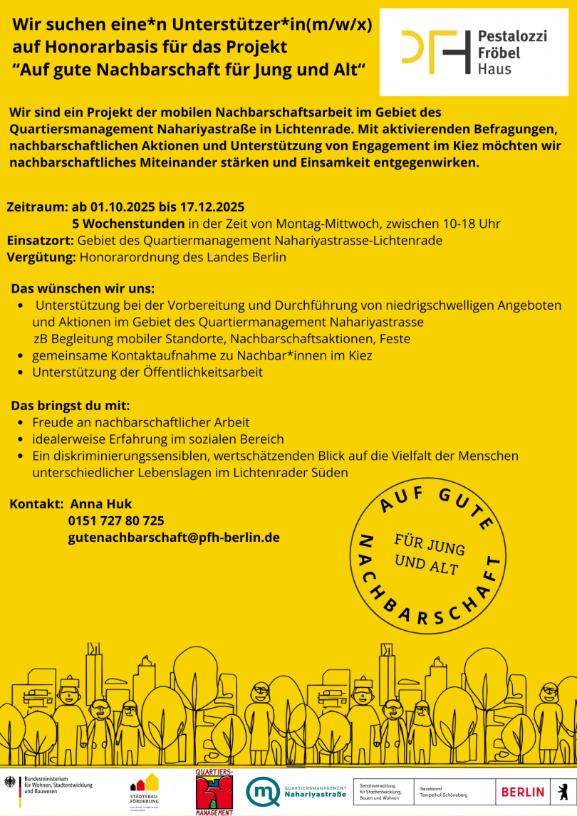 Honorarkraft für in Lichtenrade gesucht