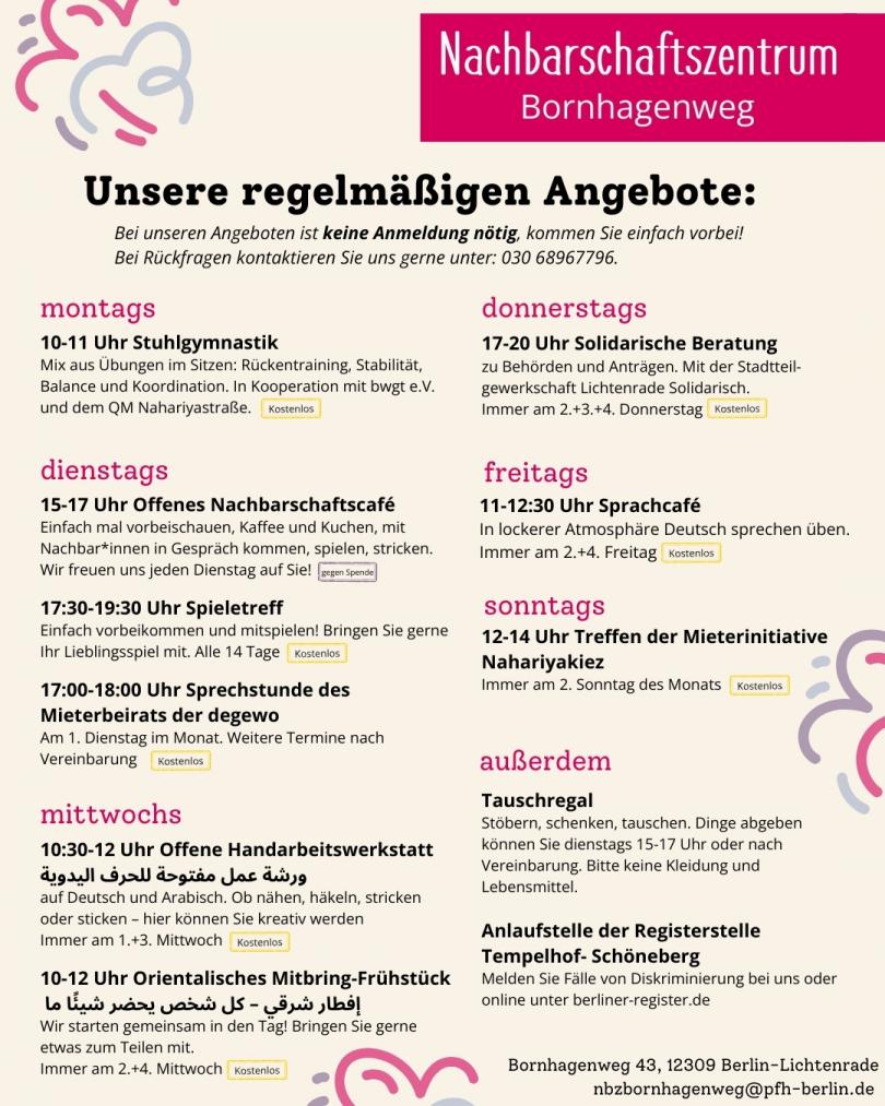 Programm des Nachbarschaftzentrums Bornhagenweg