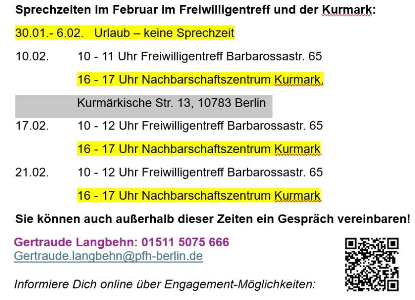 Sprechzeit im Februar
