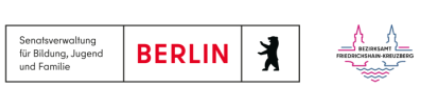 Logo der Senatsverwaltung für Bildung, Jugend und Familie und des Bezirksamts Friedrichshain-Kreuzberg