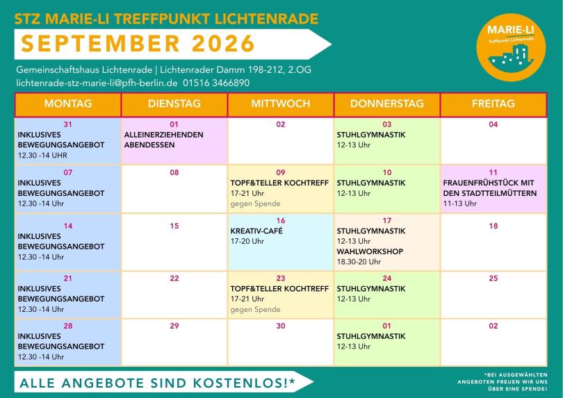 Marie Li September Monatsplan