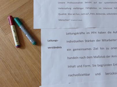 PFH-Tag 2019. Bei der jährlichen Weiterbildung für alle Mitarbeiter*innen des Pestalozzi-Fröbel-Hauses stand in diesem Jahr die Leitbildentwicklung im Mittelpunkt.